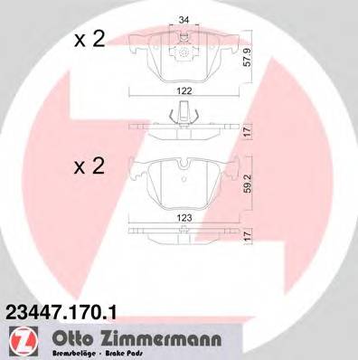 ZIMMERMANN 23447.170.1 Комплект гальмівних колодок,