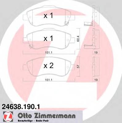 ZIMMERMANN 24638.190.1 Комплект гальмівних колодок,