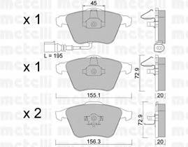 METELLI 22-0549-2 Комплект гальмівних колодок,