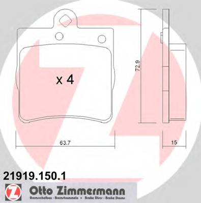 ZIMMERMANN 21919.150.1 Комплект гальмівних колодок,