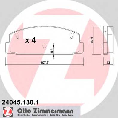 ZIMMERMANN 24045.130.1 Комплект гальмівних колодок,