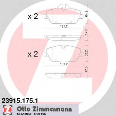 ZIMMERMANN 23915.175.1 Комплект гальмівних колодок,