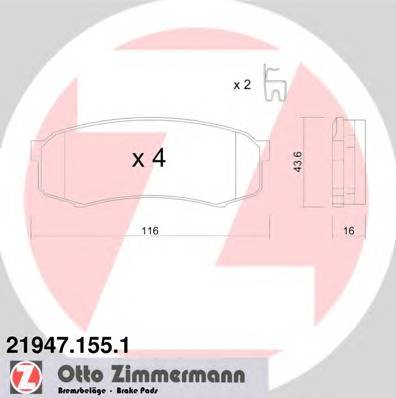 ZIMMERMANN 21947.155.1 Комплект тормозных колодок,