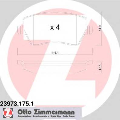 ZIMMERMANN 23973.175.1 Комплект гальмівних колодок,