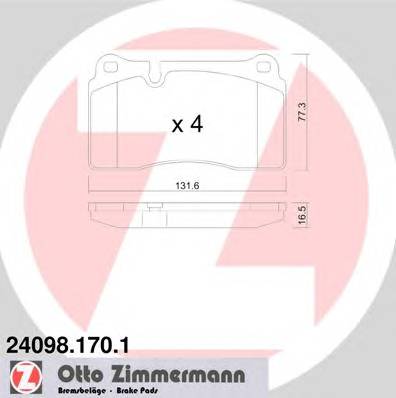 ZIMMERMANN 24098.170.1 Комплект гальмівних колодок,