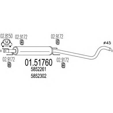 MTS 01.51760 Средний глушитель выхлопных