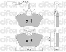 CIFAM 822-346-1 Комплект тормозных колодок,