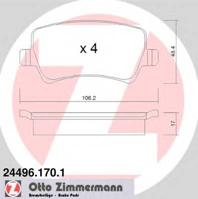 ZIMMERMANN 24496.170.1 Комплект тормозных колодок,