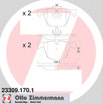 ZIMMERMANN 23309.170.1 Комплект тормозных колодок,