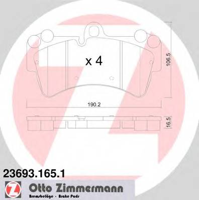 ZIMMERMANN 23693.165.1 Комплект гальмівних колодок,