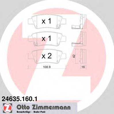 ZIMMERMANN 24635.160.1 Комплект гальмівних колодок,