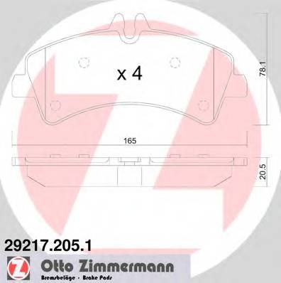 ZIMMERMANN 29217.205.1 Комплект гальмівних колодок,