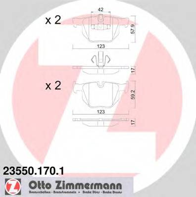 ZIMMERMANN 23550.170.1 Комплект гальмівних колодок,