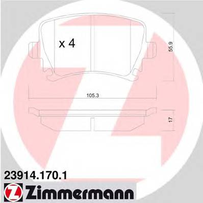 ZIMMERMANN 23914.170.1 Комплект гальмівних колодок,