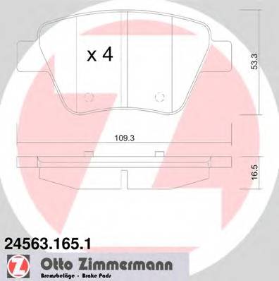 ZIMMERMANN 24563.165.1 Комплект гальмівних колодок,