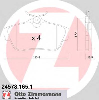 ZIMMERMANN 24578.165.1 Комплект тормозных колодок,