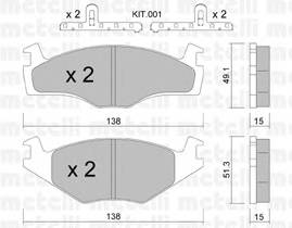 METELLI 22-0045-0K Комплект гальмівних колодок,