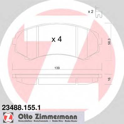 ZIMMERMANN 23488.155.1 Комплект тормозных колодок,