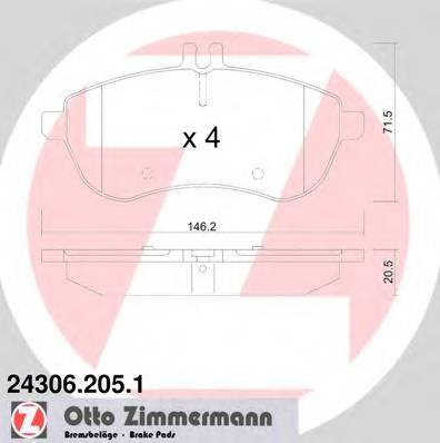 ZIMMERMANN 24306.205.1 Комплект тормозных колодок,