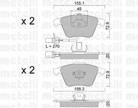 METELLI 22-0549-1 Комплект гальмівних колодок,