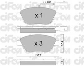 CIFAM 822-322-0 Комплект гальмівних колодок,