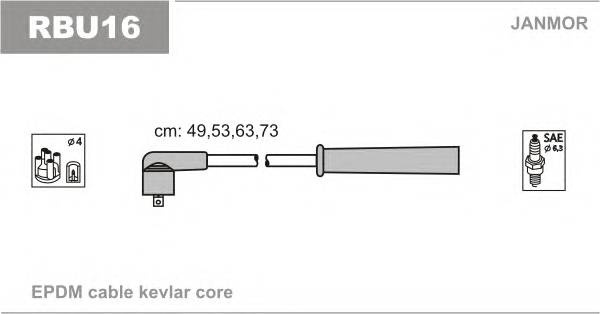 JANMOR RBU16 Комплект проводов зажигания