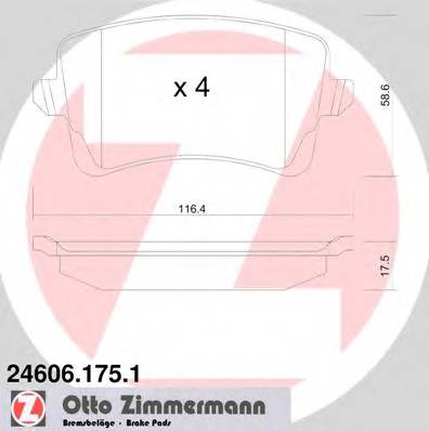 ZIMMERMANN 24606.175.1 Комплект тормозных колодок,