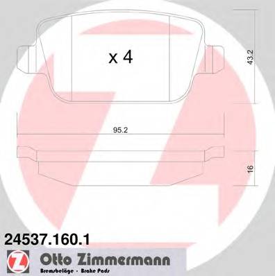 ZIMMERMANN 24537.160.1 Комплект гальмівних колодок,