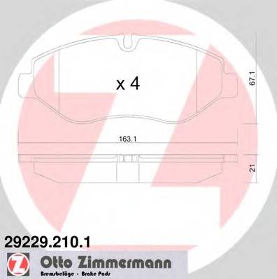 ZIMMERMANN 29229.210.1 Комплект гальмівних колодок,