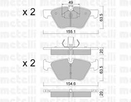 METELLI 22-0557-0 Комплект гальмівних колодок,