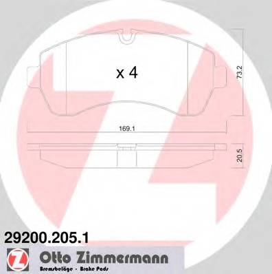 ZIMMERMANN 29200.205.1 Комплект гальмівних колодок,