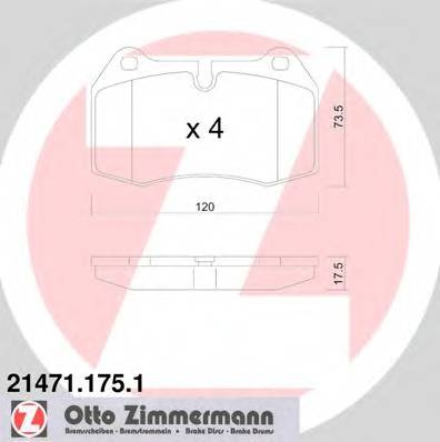 ZIMMERMANN 21471.175.1 Комплект гальмівних колодок,