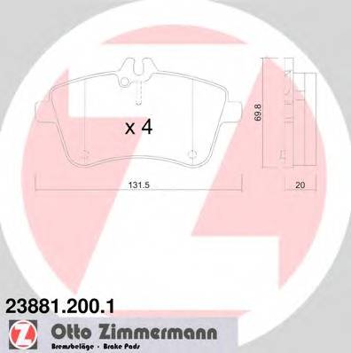 ZIMMERMANN 23881.200.1 Комплект гальмівних колодок,