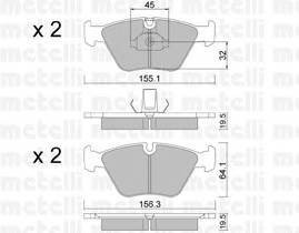 METELLI 22-0207-3 Комплект тормозных колодок,