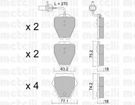 METELLI 22-0774-1 Комплект гальмівних колодок,