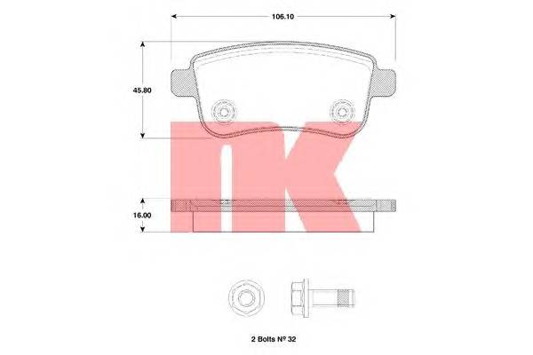 NK 223963 Комплект тормозных колодок,