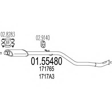 MTS 01.55480 Средний глушитель выхлопных