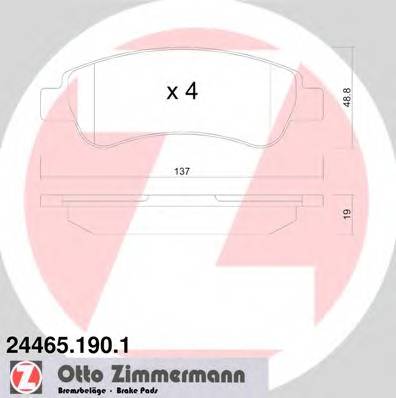 ZIMMERMANN 24465.190.1 Комплект тормозных колодок,