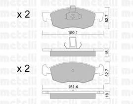 METELLI 22-0274-2 Комплект гальмівних колодок,