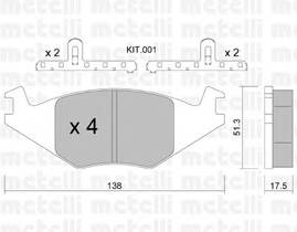 METELLI 22-0047-0K Комплект тормозных колодок,