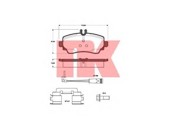 NK 223349 Комплект тормозных колодок,