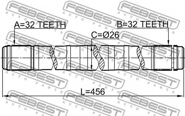 FEBEST 0312-RD1LH ПОЛУОСЬ ЛЕВАЯ 32X456X32