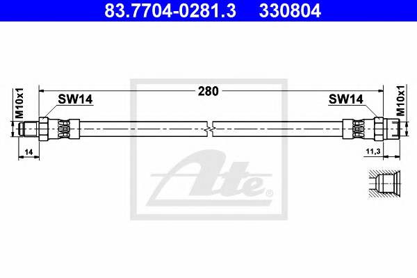 ATE 83.7704-0281.3 Тормозной шланг