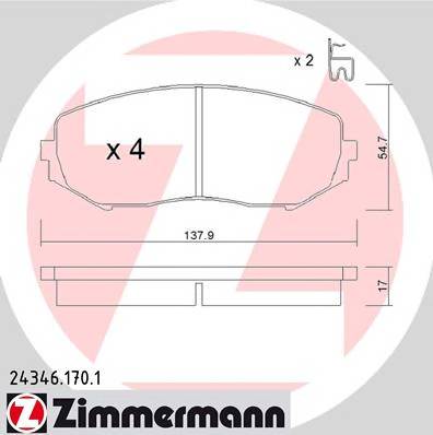 ZIMMERMANN 24346.170.1 Комплект тормозных колодок,