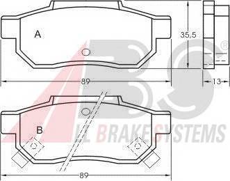 A.B.S. 36636 Комплект гальмівних колодок,