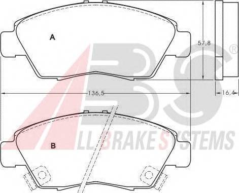 A.B.S. 36831 Комплект тормозных колодок,