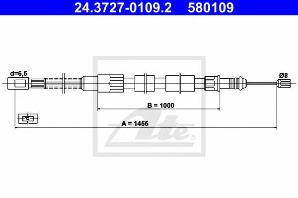 ATE 24.3727-0109.2 Трос, стояночная тормозная