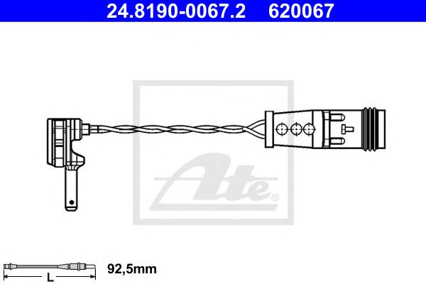 ATE 24.8190-0067.2 Сигнализатор, износ тормозных