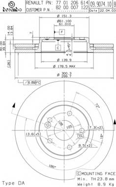 BREMBO 09.9074.11 купити в Україні за вигідними цінами від компанії ULC