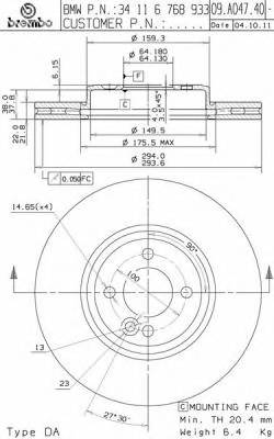 BREMBO 09.A047.41 купити в Україні за вигідними цінами від компанії ULC